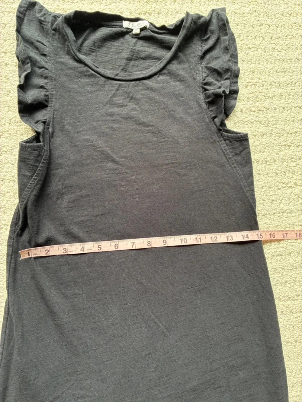 Z Supply Evereve Blakely Black Slub Ruffle Midi Dress Size XS - Picture 9 of 13
